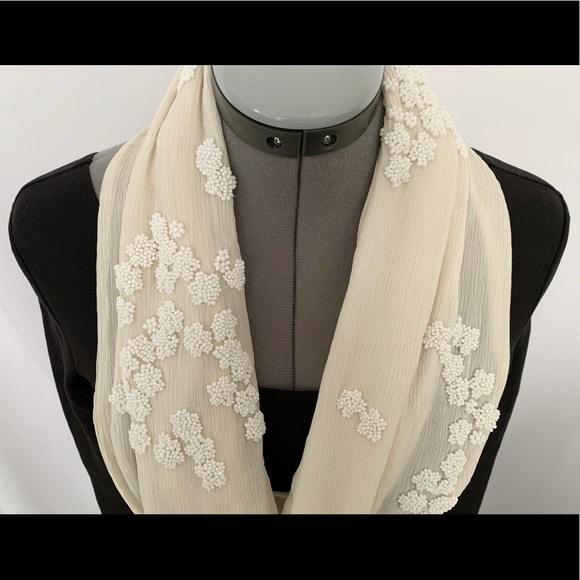 Club Monaco Beaded Silk Infinity Scarf - Picture 6 of 6